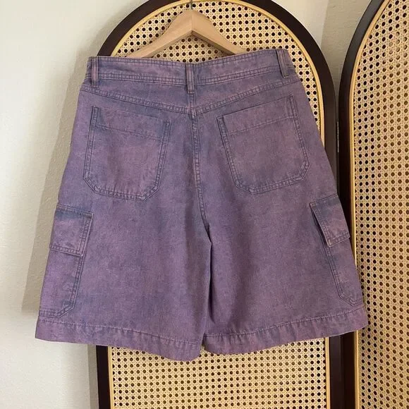 NWOT Sessun Captino Pink Purple Wash Denim Bermuda Shorts Size FR42 US10 - Picture 4 of 9